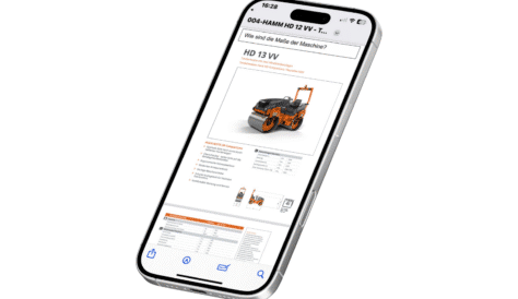 Mobiltelefon mit Anzeige der Bedienungsanleitung für das Gerät und Suchleiste