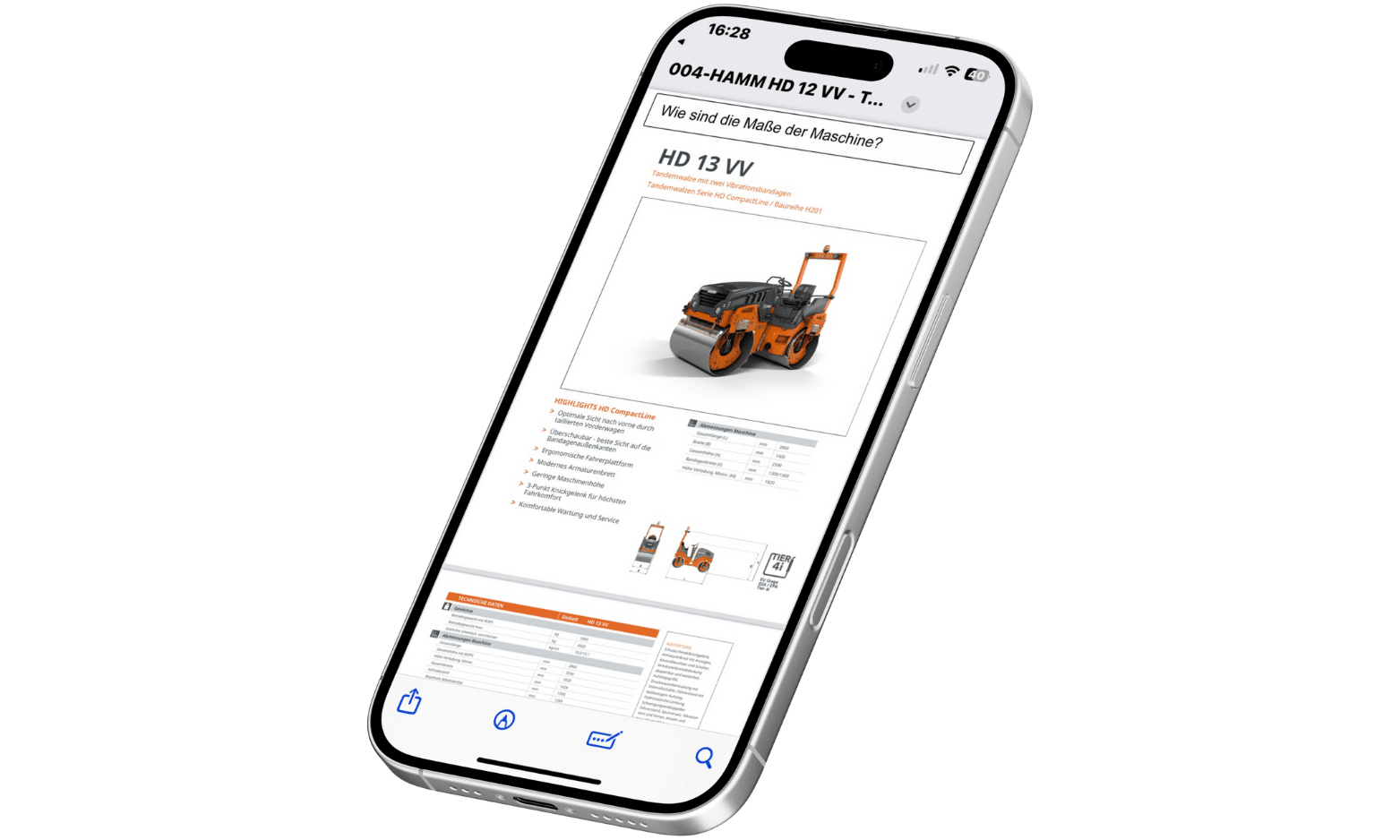 Mobiltelefon mit Anzeige der Bedienungsanleitung für das Gerät und Suchleiste