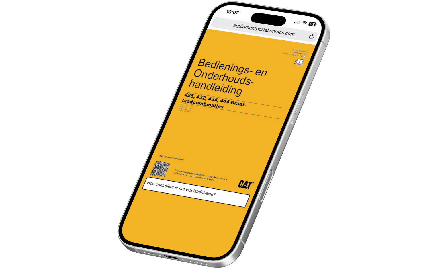 Mobiele telefoon met toegang tot een gebruikershandleiding en AI-zoekfunctie