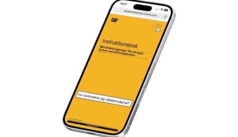 Telefonens display visar utrustningens manual med en AI-sökfält.