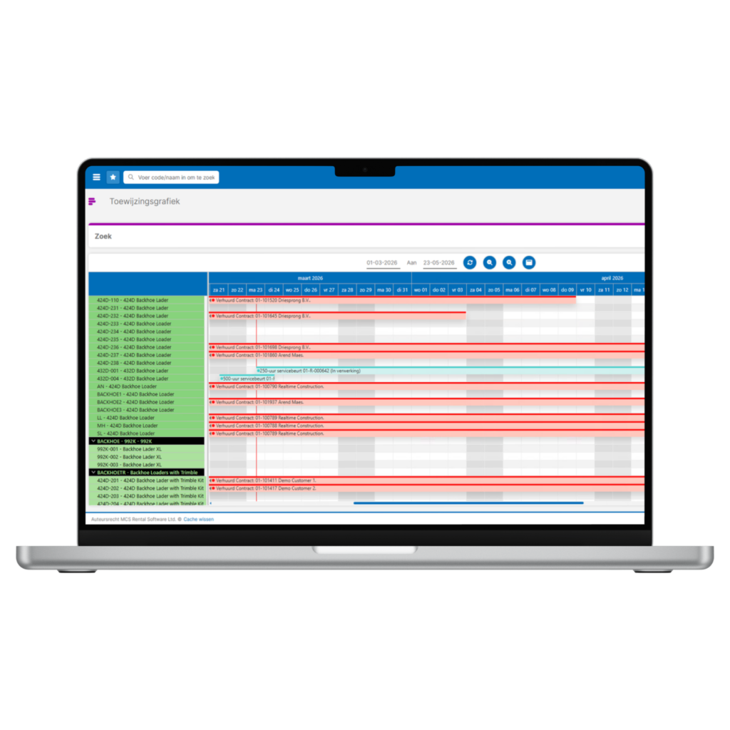 MCS Rental Software introduceert toewijzingsgrafiek voor meer grip op materieelplanning