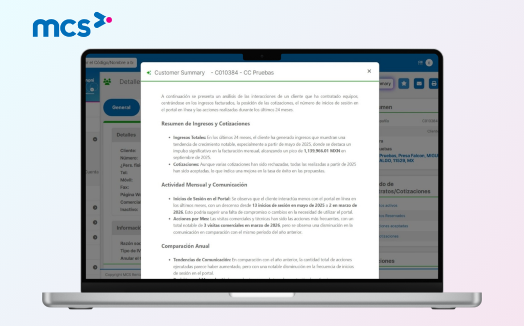MCS Rental Software lanza resúmenes de clientes impulsados por IA para una toma de decisiones más inteligentes para su negocio de alquiler