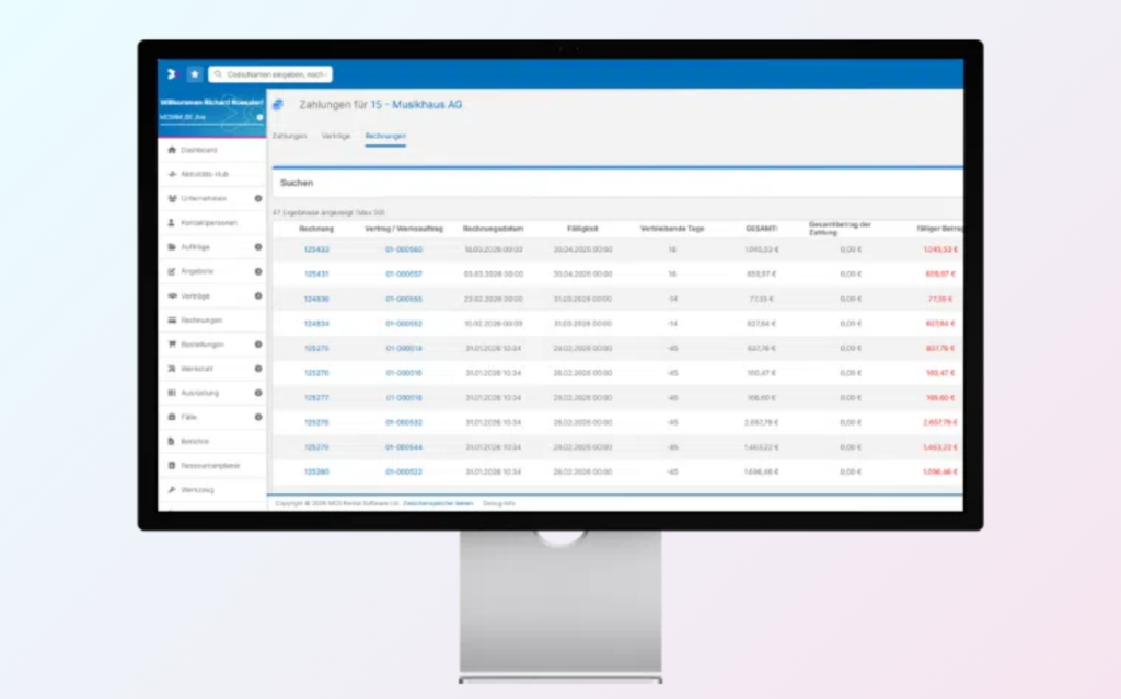 MCS Rental Software optimiert Zahlungs- und Rechnungsprozesse in RM Web